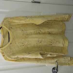 Looney Tunes Tweety Bird Women's Fleece Sweater Soft Cozy Yellow Large